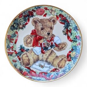 Vtg Franklin Mint Heirloom Teddy's First Christmas Limited Ed. Collectors Plate
